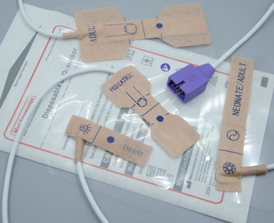 पोर्टेबल नेल्कोर पेडियाट्रिक स्पो2 सेंसर गैर विषैले डिस्पोजेबल ऑक्सीमीटर सेंसर