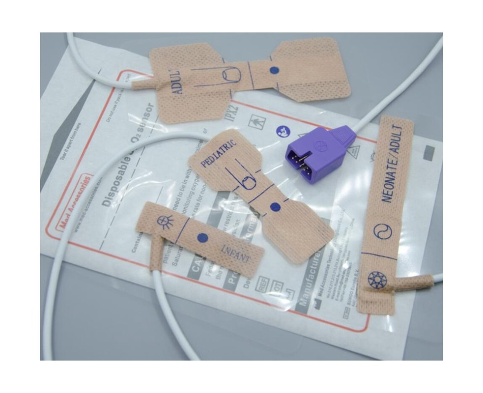 पोर्टेबल नेल्कोर पेडियाट्रिक स्पो2 सेंसर गैर विषैले डिस्पोजेबल ऑक्सीमीटर सेंसर