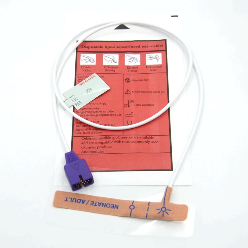 चिकित्सा सहायक उपकरण आपूर्तिकर्ता स्ट्रेच फैब्रिक संगत नेलकोर 9 पिन डिस्पोजेबल SpO2 सेंसर नवजात शिशु/वयस्क के लिए