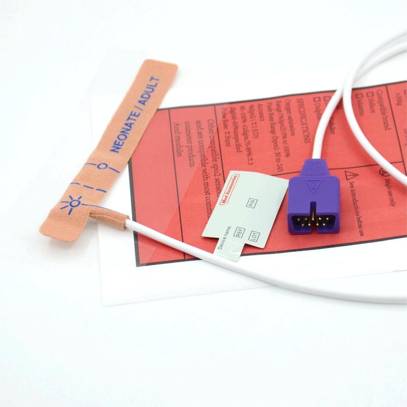 चिकित्सा सहायक उपकरण आपूर्तिकर्ता स्ट्रेच फैब्रिक संगत नेलकोर 9 पिन डिस्पोजेबल SpO2 सेंसर नवजात शिशु/वयस्क के लिए