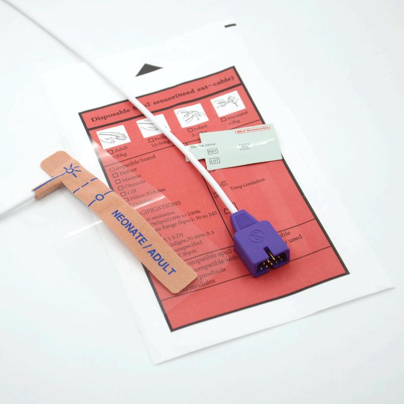 चिकित्सा सहायक उपकरण आपूर्तिकर्ता स्ट्रेच फैब्रिक संगत नेलकोर 9 पिन डिस्पोजेबल SpO2 सेंसर नवजात शिशु/वयस्क के लिए